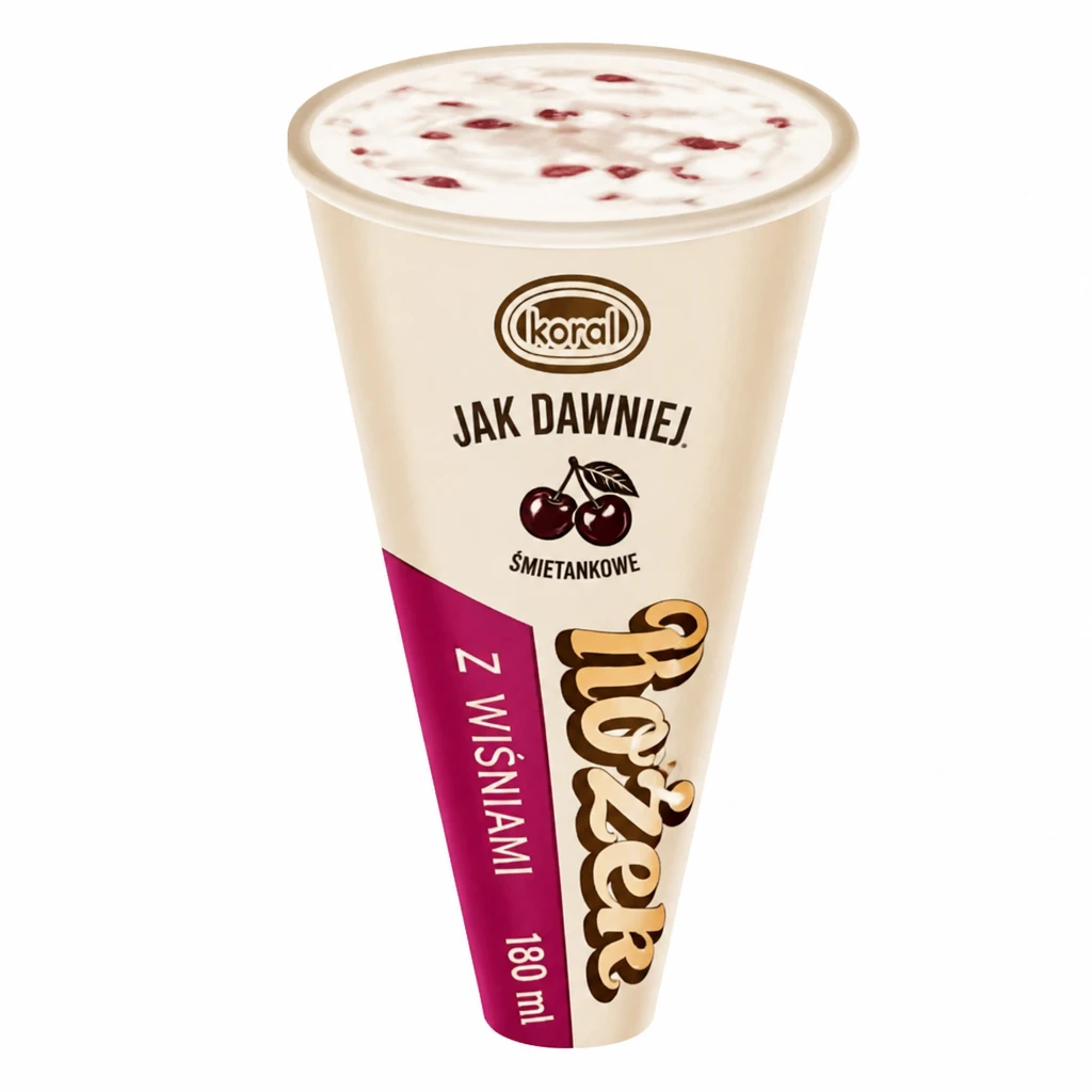 Lody rożek Jak Dawniej śmiet. z wiśn. Koral 180ml