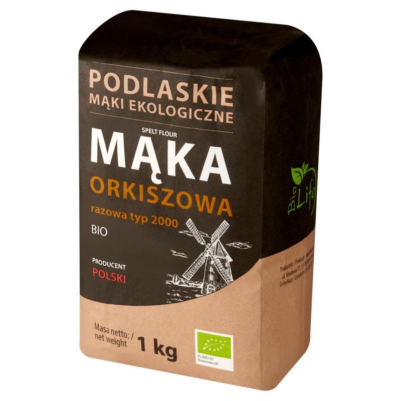 BIO Mąka orkiszowa razowa   Podlaskie mąki ekologiczne 1 kg