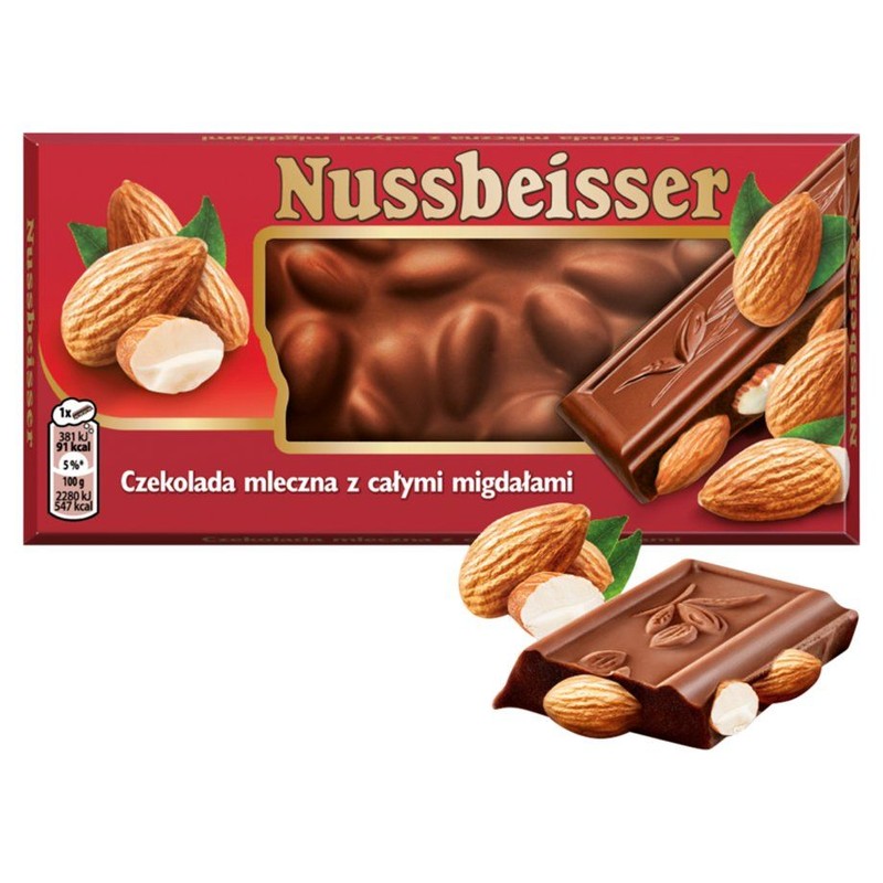 Czekolada mleczna z całymi migdałami  Nussbeisser 100 g