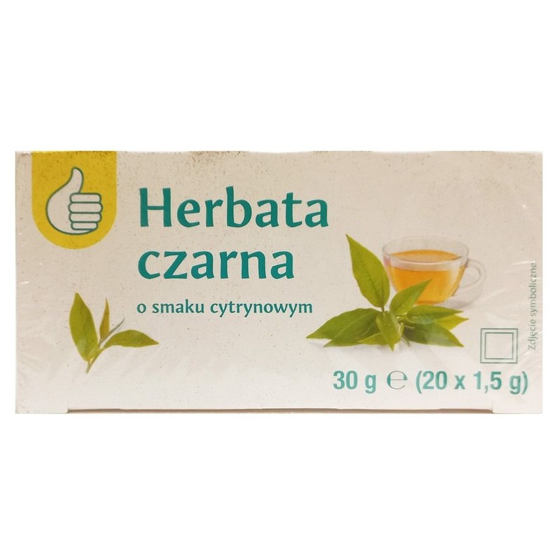 Herbata ekspresowa czarna o smaku cytrynowym Auchan 20 torebek