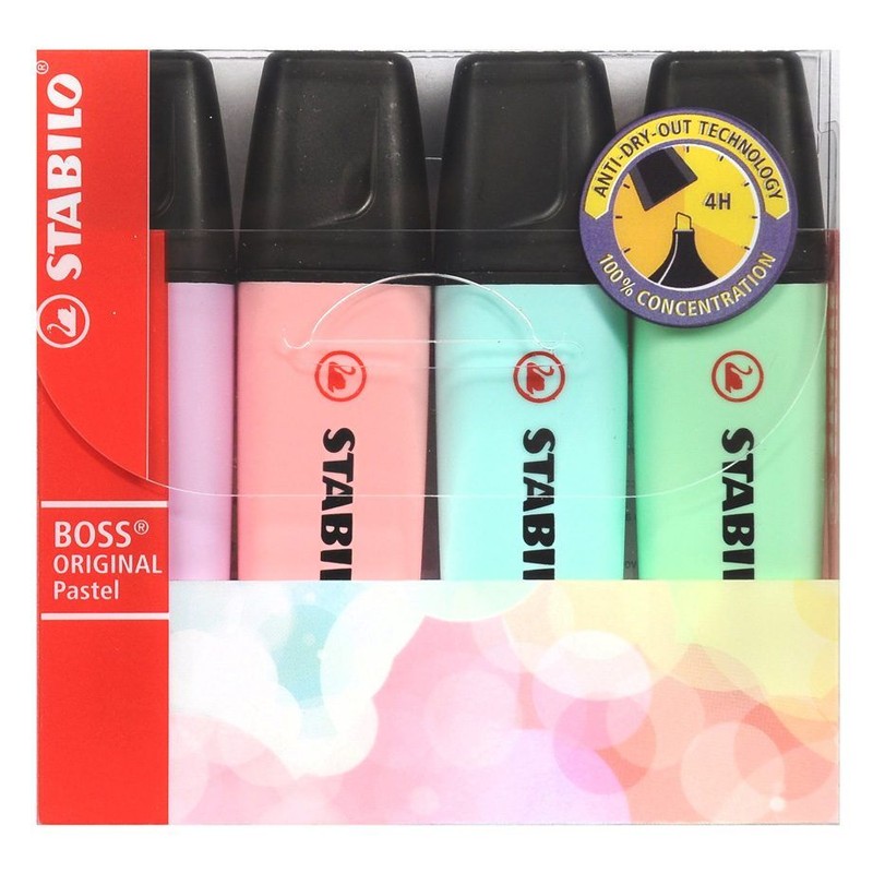 Zakreślacz Boss Pastel Etui 4 kolory Stabilo  4 sztuki
