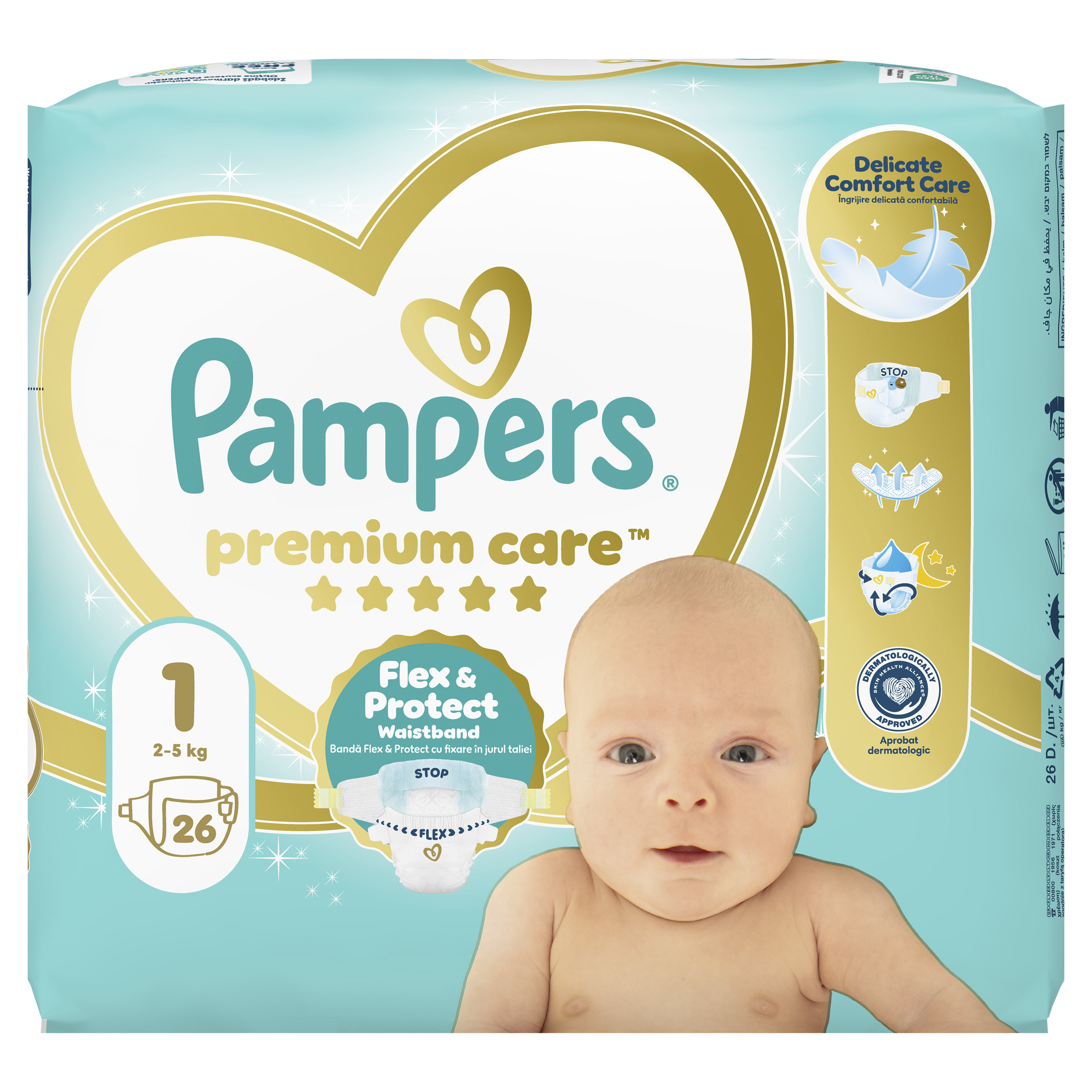 Pampers Premium Care Rozmiar 1, 26 Pieluszki, 2Kg-5Kg