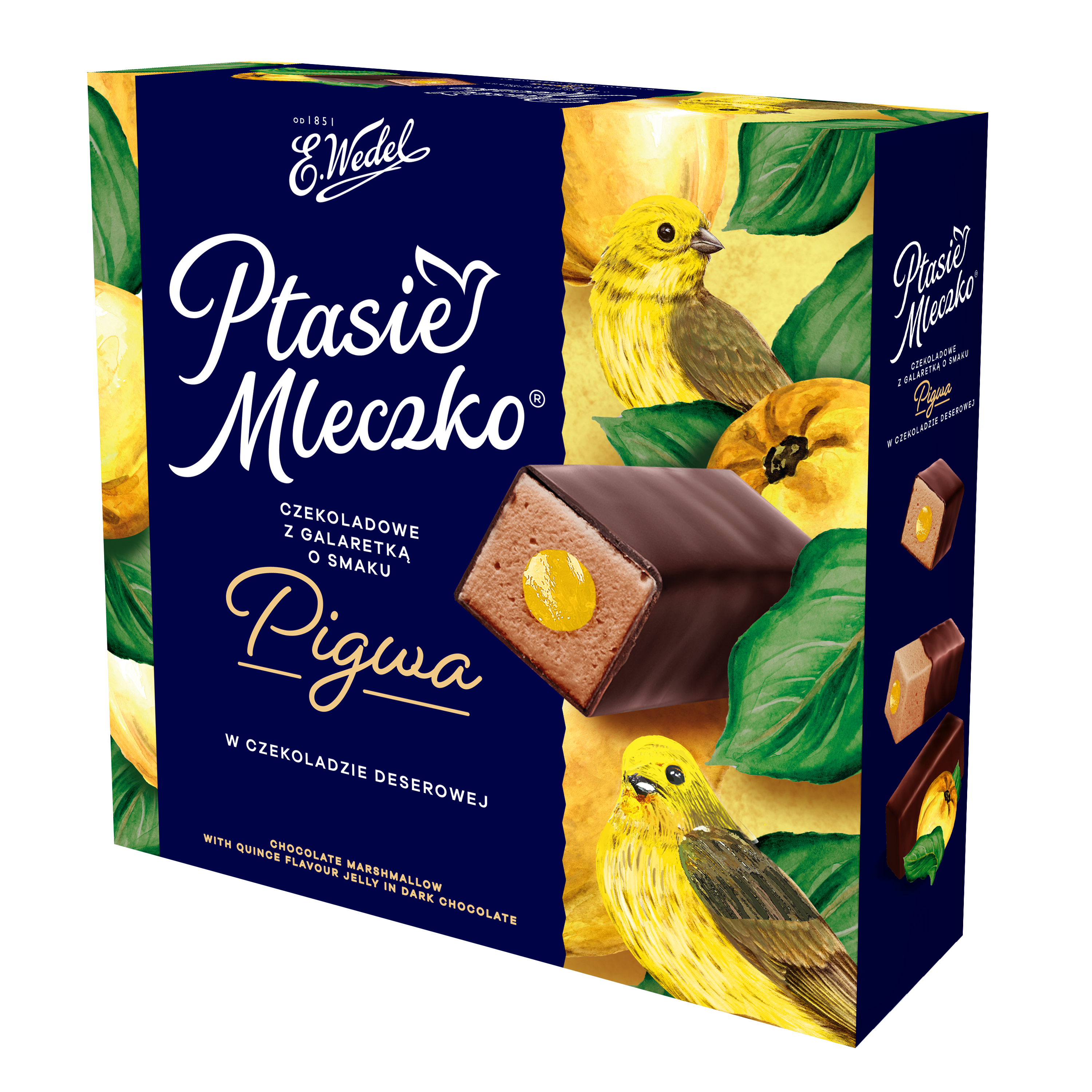 E.Wedel Ptasie Mleczko Czekoladowe Z Galaretką O Smaku Pigwowym W Czekoladzie Deserowej 340G