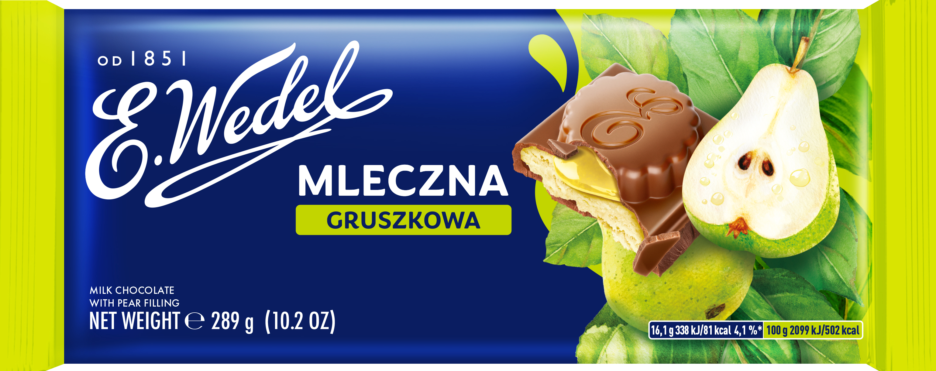E.Wedel Czekolada Mleczna Gruszkowa 289G