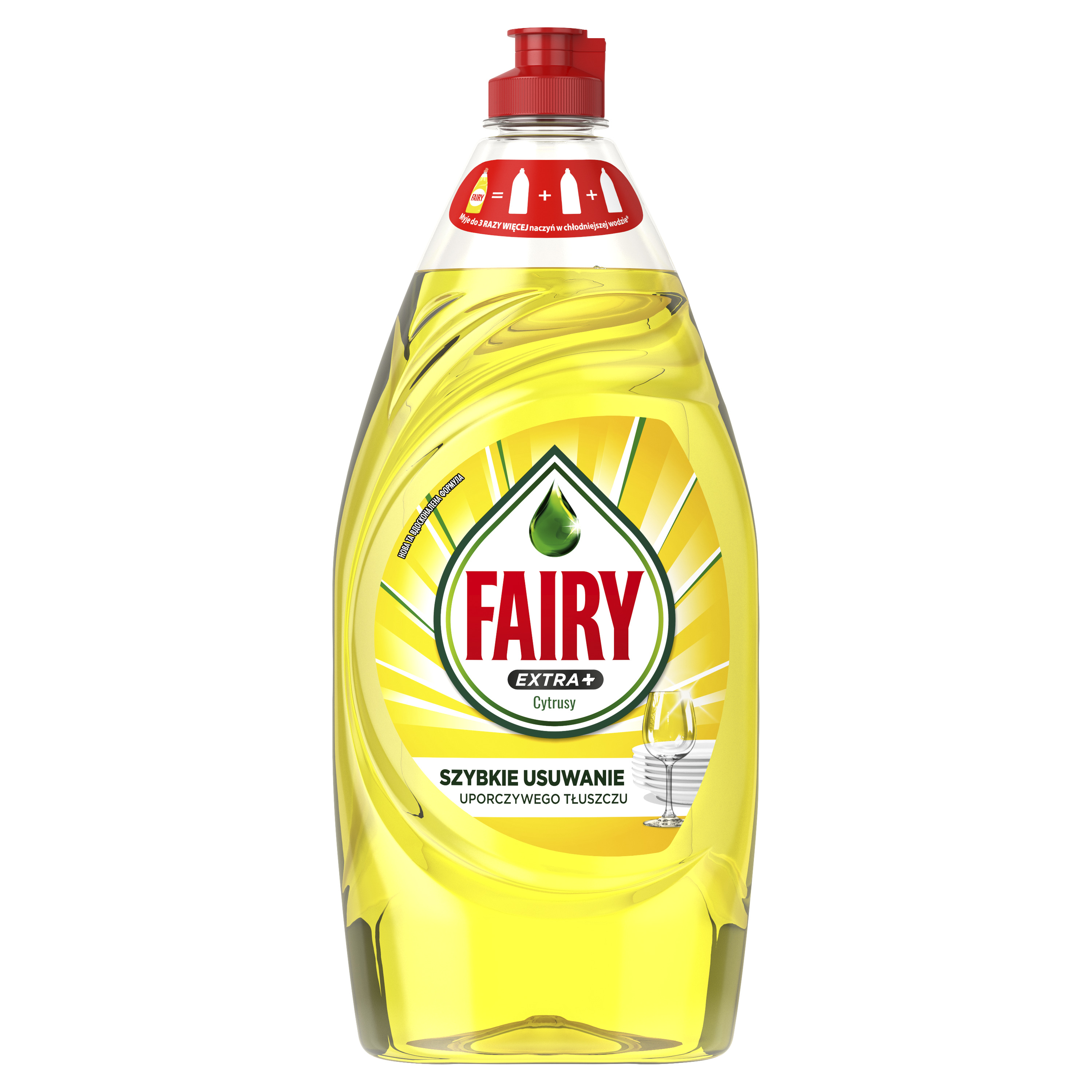 Fairy Extra+Cytrusy Płyn Do Mycia Naczyń. Szybkie Usuwanie Silnie Przywierającego Tłuszczu 900Ml