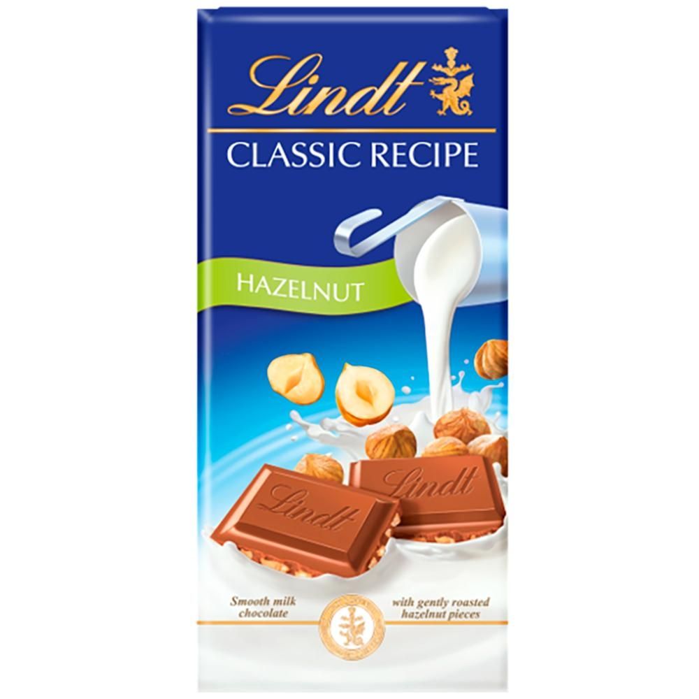 Lindt Delikatna czekolada mleczna z kawałkami orzechów laskowych 100 g