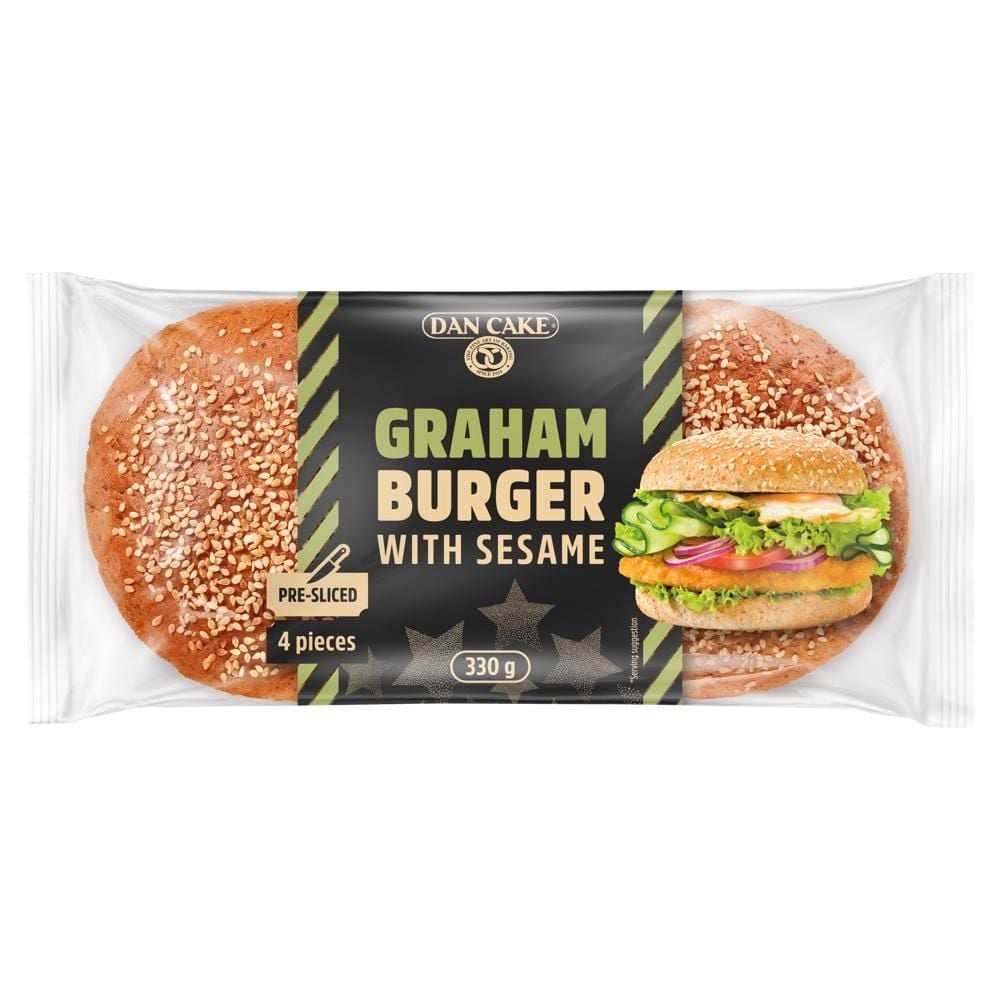 Dan Cake Bułki pszenne z sezamem do hamburgerów 330 g (4 x 82,5 g)