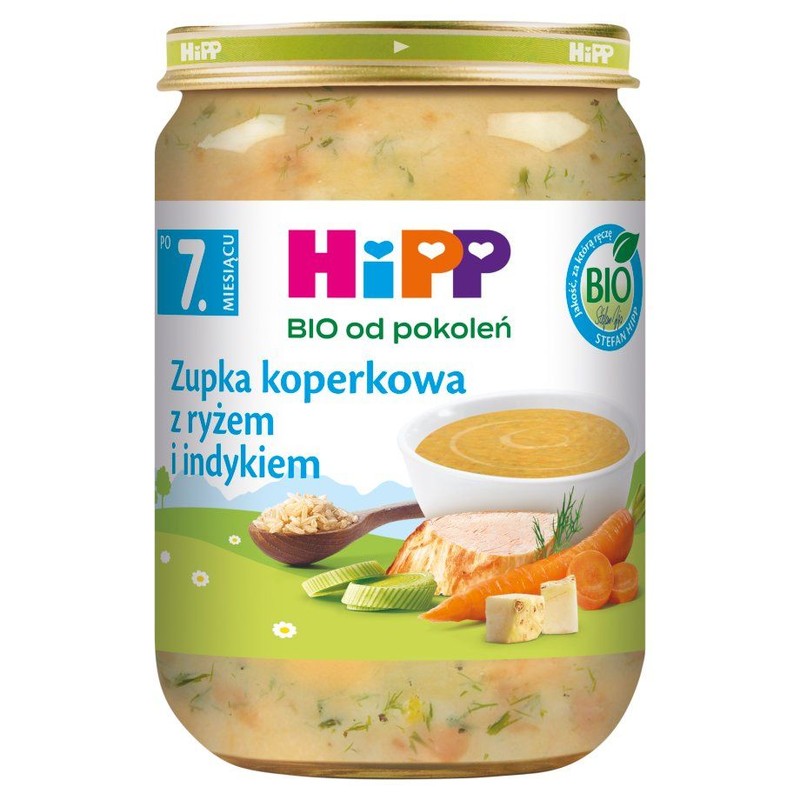 BIO Zupka koperkowa z ryżem i indykiem po 7. miesiącu HiPP 190 g
