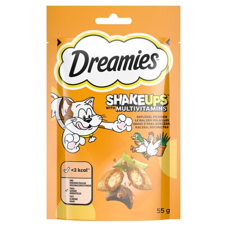 Dreamies Karma uzupełniająca dla dorosłych kotów i kociąt kurczak kaczka kocimiętka 55 g