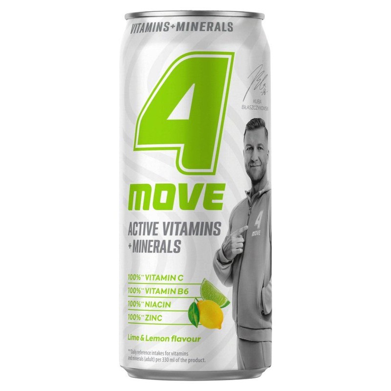 Pasteryzowany gazowany napój o smaku limonki i cytryny z dodatkiem witamin  4Move 330 ml