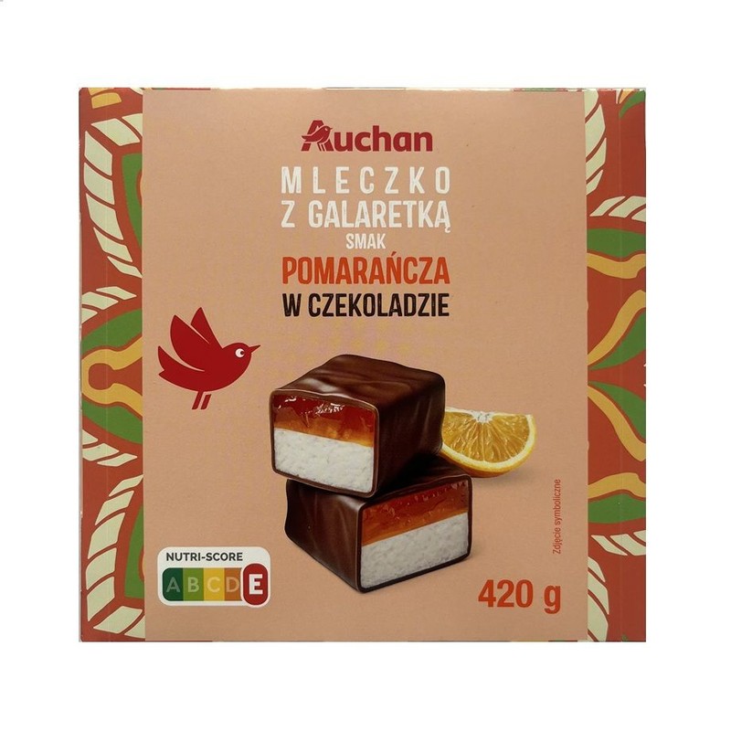 Mleczko z galaretką smak pomarańcza w czekoladzie Auchan 420 g