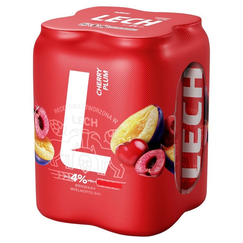 Piwo pasteryzowane z napojem o smaku wiśni i śliwki alk 4.8% obj.  Lech 4 x 500 ml