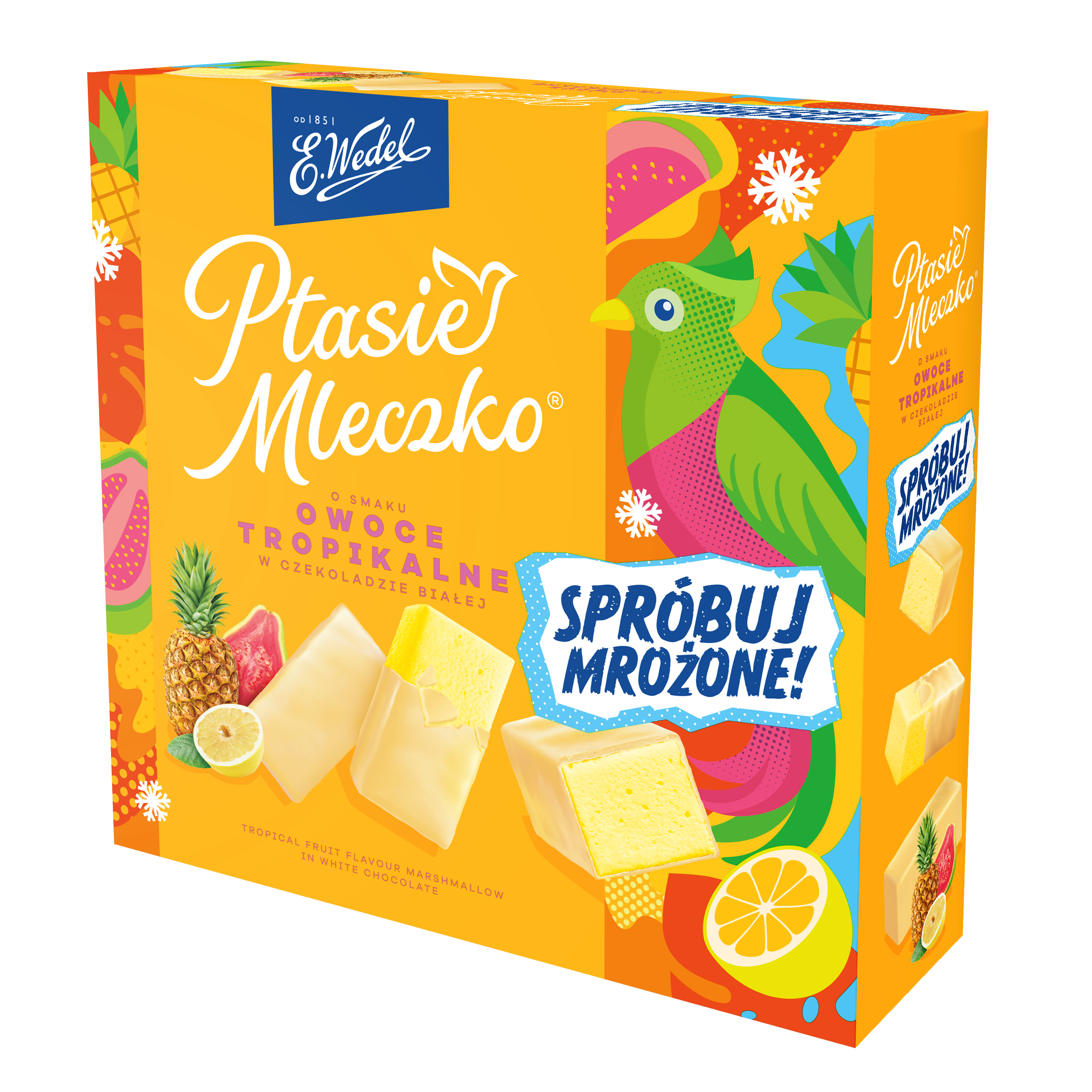 E.Wedel Ptasie Mleczko O Smaku Owoce Tropikalne W Czekoladzie Białej 340G
