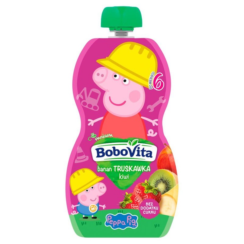 Mus banan truskawka i kiwi po 6. miesiącu BoboVita 100 g