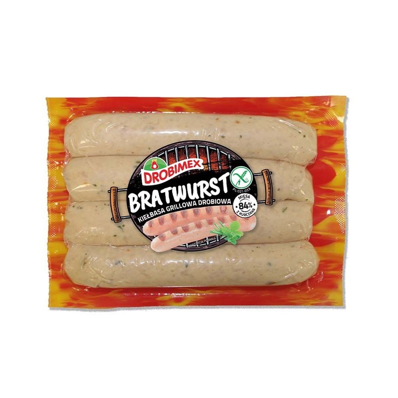 Bratwurst kiełbasa drobiowa grillowa Drobimex 300 g