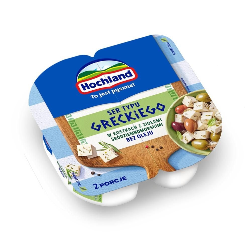 Hochland Ser typu greckiego w kostkach z ziołami śródziemnomorskimi bez oleju 135 g