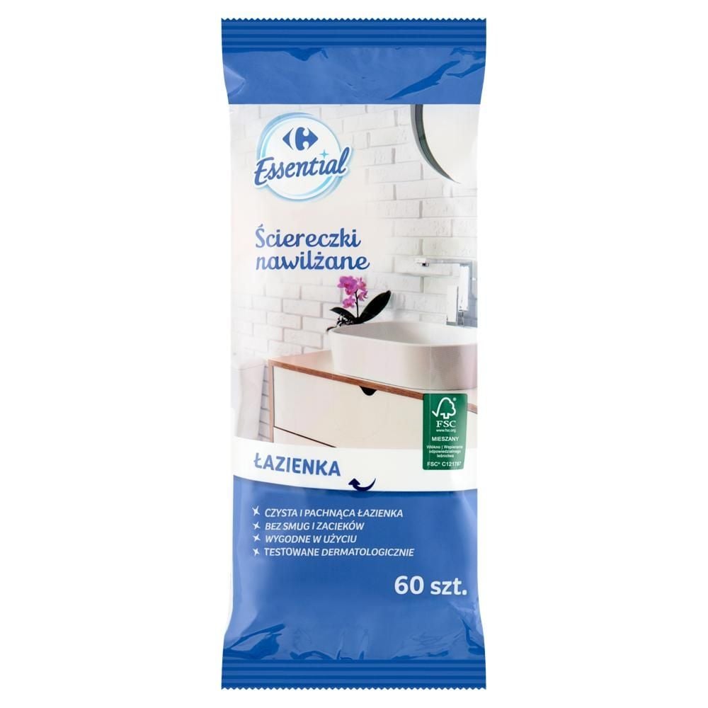 Carrefour Essential Ściereczki nawilżane łazienka 60 sztuk