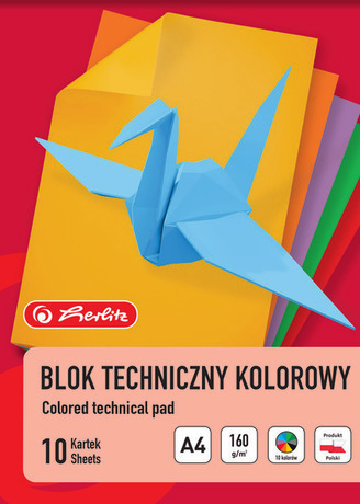 Herlitz Blok techniczny A4 kolorowy 10 kartek