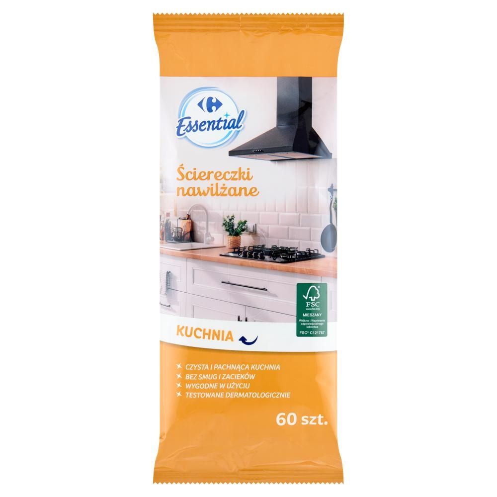 Carrefour Essential Ściereczki nawilżane kuchnia 60 sztuk