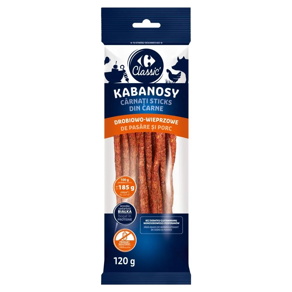 Carrefour Classic Kabanosy drobiowo-wieprzowe 120 g