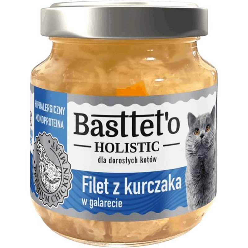 Karma mokra dla kotów filet z kurczaka w galarecie   Basttet'o Holistic 130 g