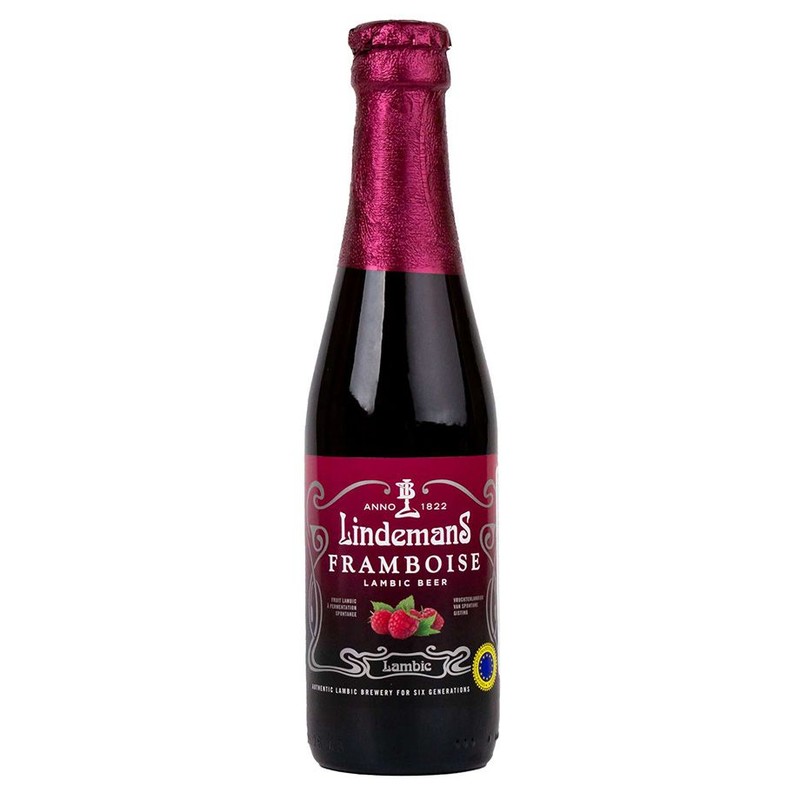 Piwo belgijskie smakowe Framboise Lambic Beer o smaku malinowym alk. 2.5% obj. Lindemans 250 ml