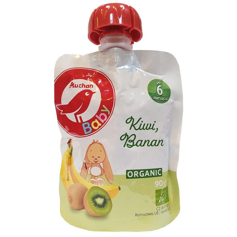 BIO Pouch banan i kiwi po 6 miesiącu Auchan Baby 90 g