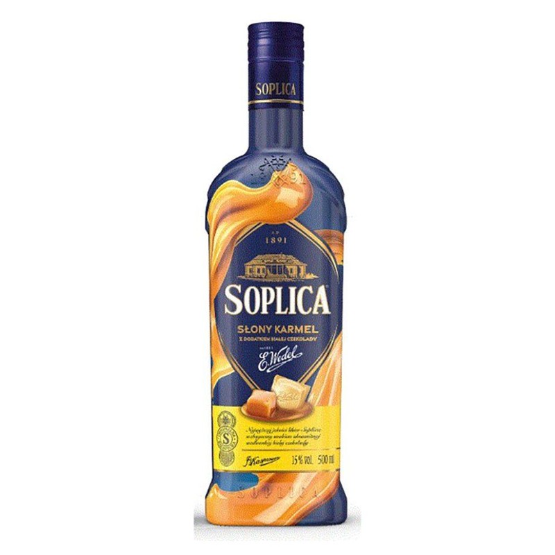 Likier o smaku solonego karmelu oraz białej czekolady E.Wedel alk. 15% obj. Soplica 500 ml