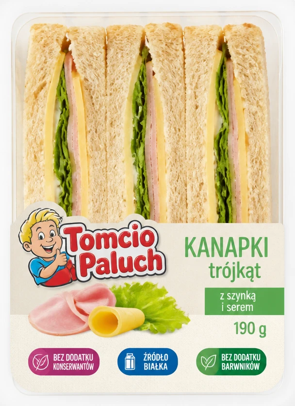 Kanapki trójkąt Tomcio Paluch, różne rodzaje