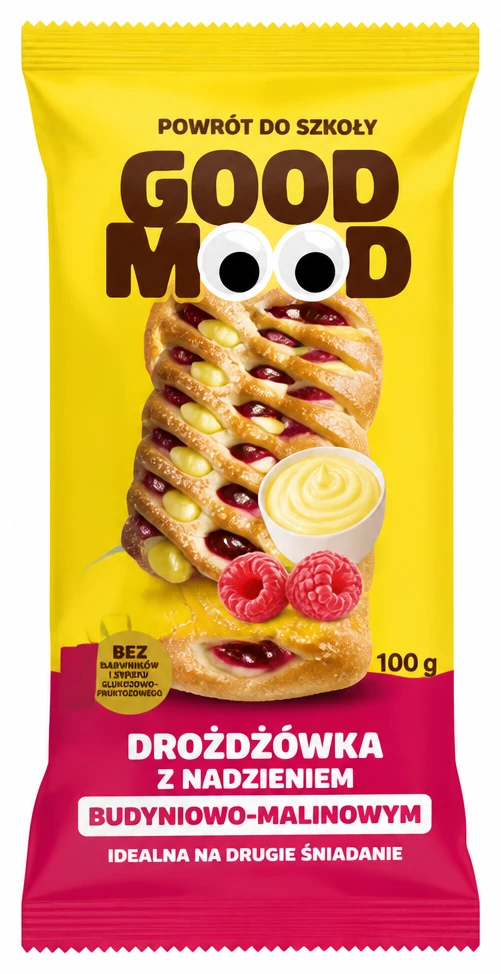 Drożdżówka z nadzieniem Good Mood budyniowo-malinowym