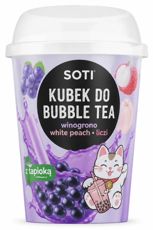 Kubek do Bubble Tea SOTI winogrono, white peach, liczi