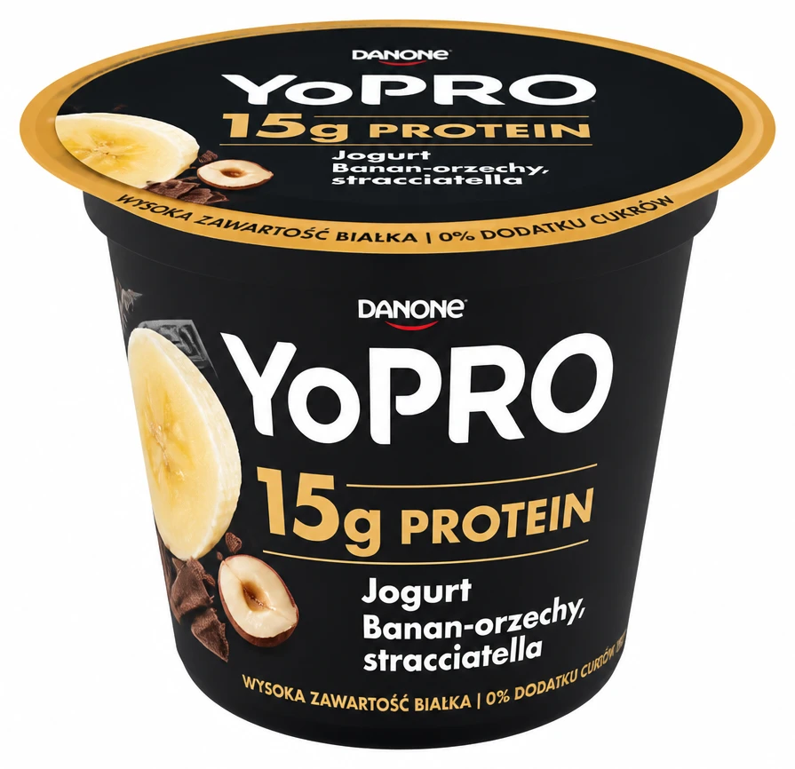 Jogurt proteinowy Yopro banan-orzechy, stracciatella