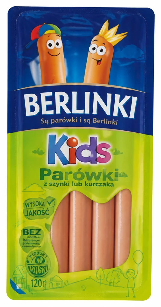 BERLINKI KIDS Parówki z szynki lub kurczaka