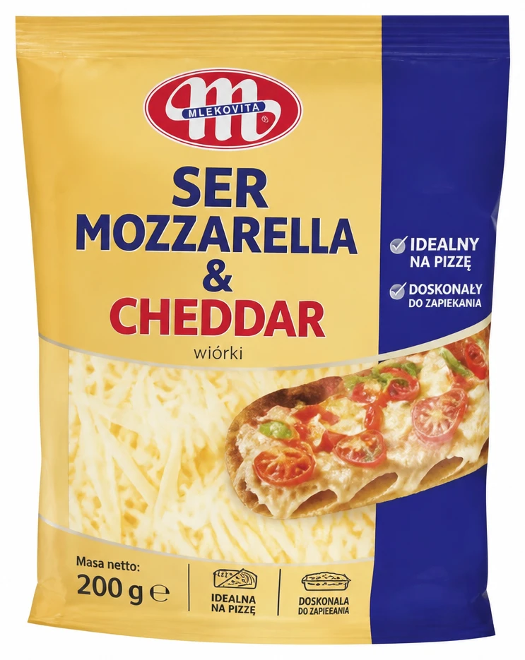 MLEKOVITA Ser Mozzarella & Cheddar wiórki