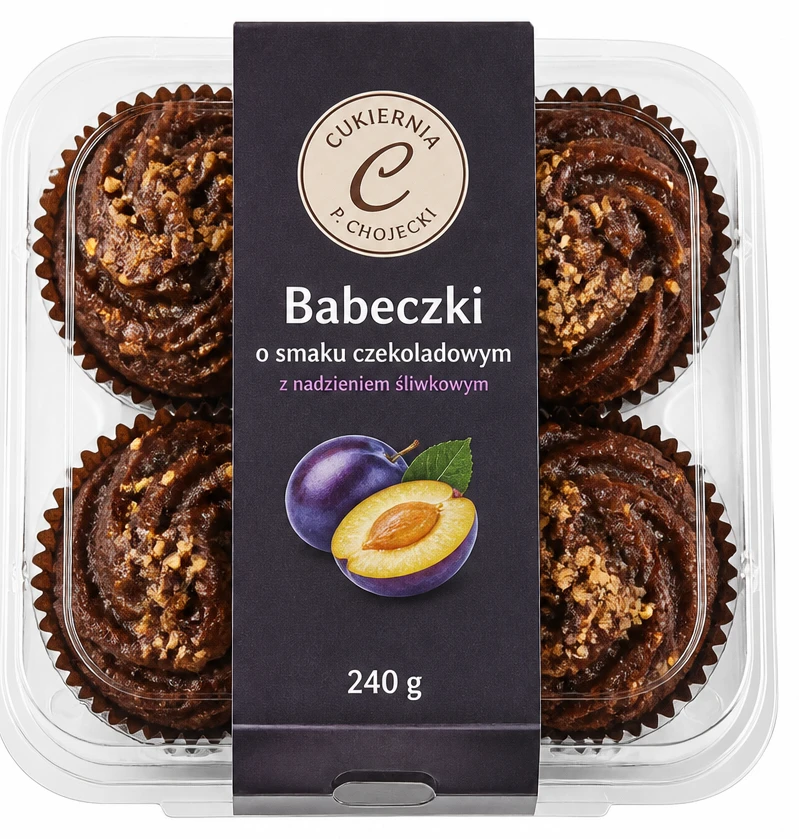 CUKIERNIA P. CHOJECKI Babeczki o smaku czekoladowym z nadzieniem śliwkowym