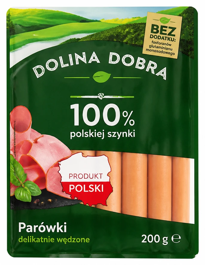 Parówki DOLINA DOBRA 100% polskiej szynki
