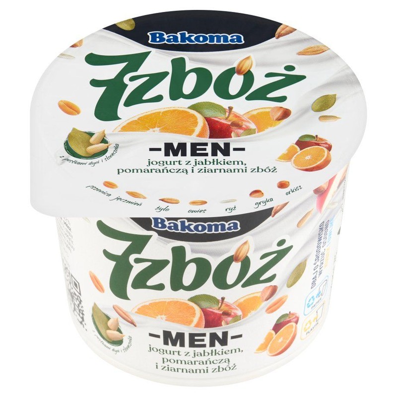7 Zbóż men jogurt z jabłkiem pomarańczą i zbożami Bakoma 300 g