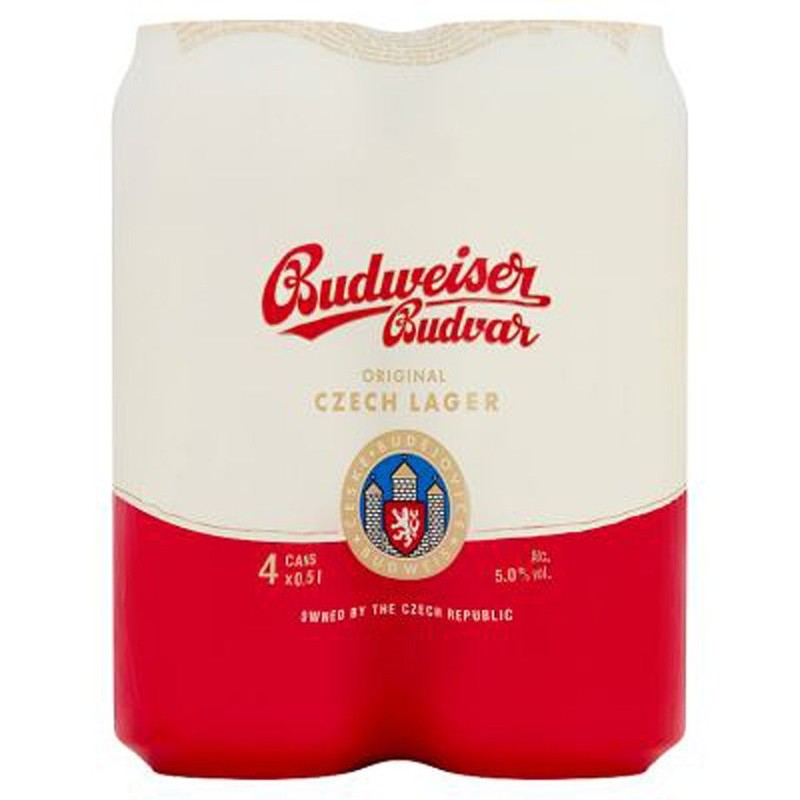 Original Czech Lager Piwo jasne alk.5% obj. Budweiser Budvar 4 x 500 ml