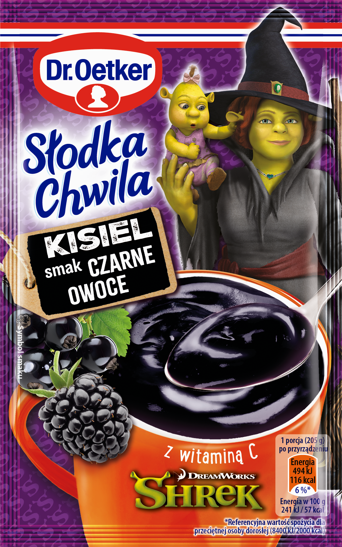 Dr. Oetker Słodka Chwila Shrek Kisiel Czarne Owoce 30 G