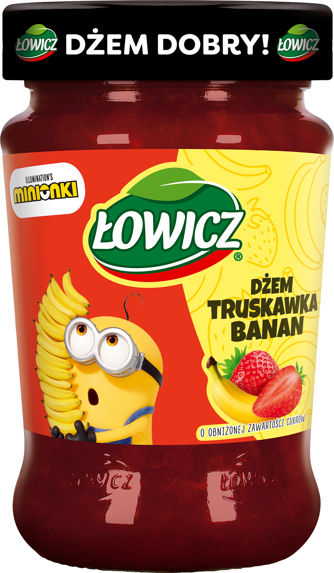 Dżem MINIONKI truskawkowo-bananowy (o obniżonej zawartości cukrów)