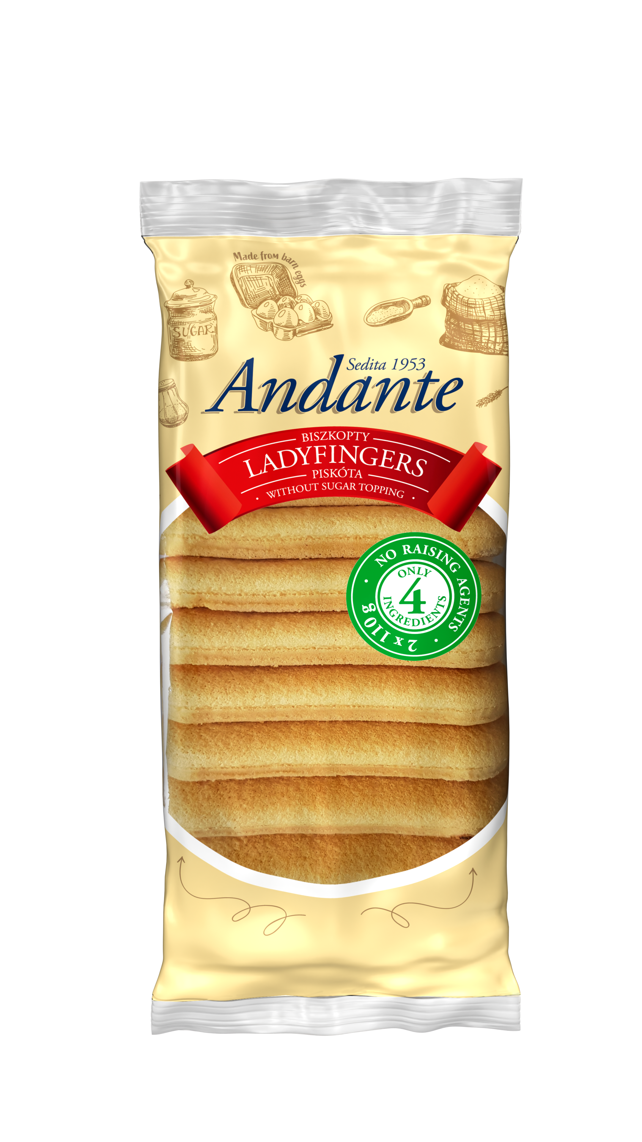 Andante Biszkopty Ladyfingers 220 G (2 X 110 G)