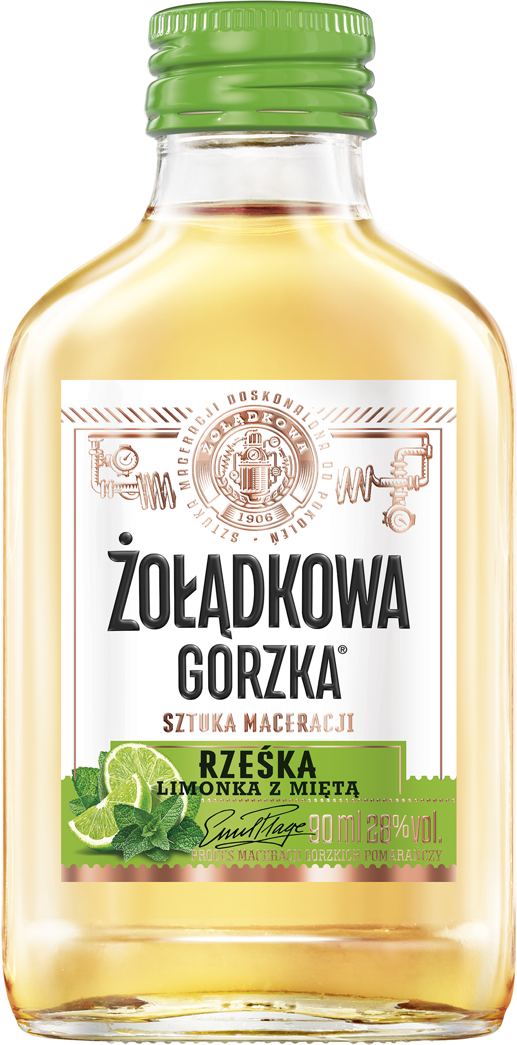 Żołądkowa Gorzka Rześka Limonka Z Miętą 90 Ml 28%