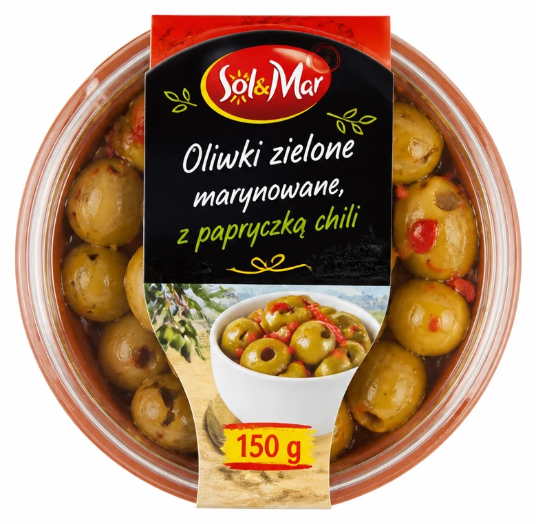 SOL&MAR Oliwki zielone marynowane, z papryczką chili