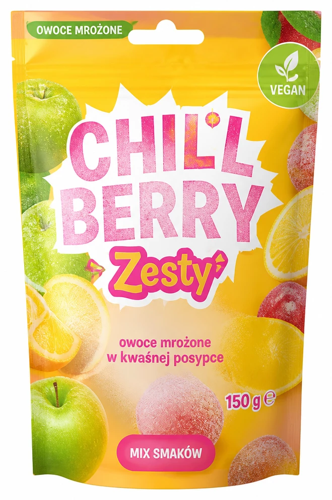 CHILLBERRY Zesty, owoce mrożone w kwaśnej posypce
