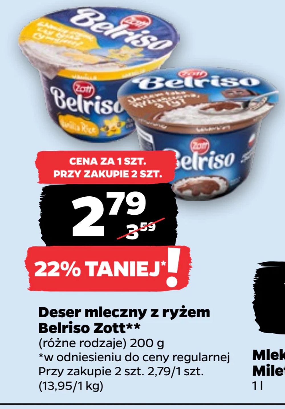 Deser mleczny z ryżem Belriso Zott**
