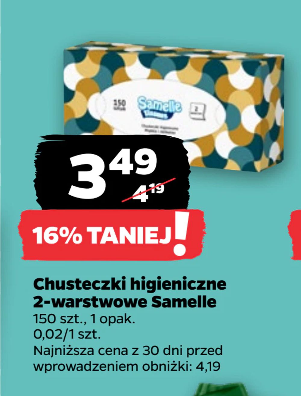 Chusteczki higieniczne 2-warstwowe Samelle