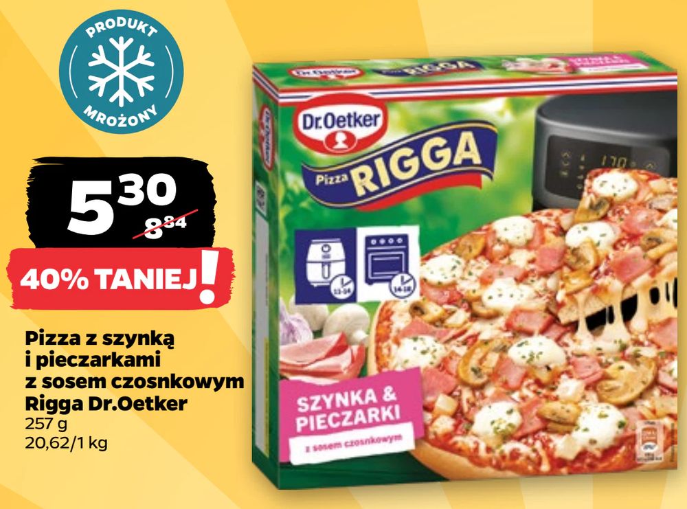 Pizza z szynką i pieczarkami z sosem czosnkowym Rigga Dr.Oetker