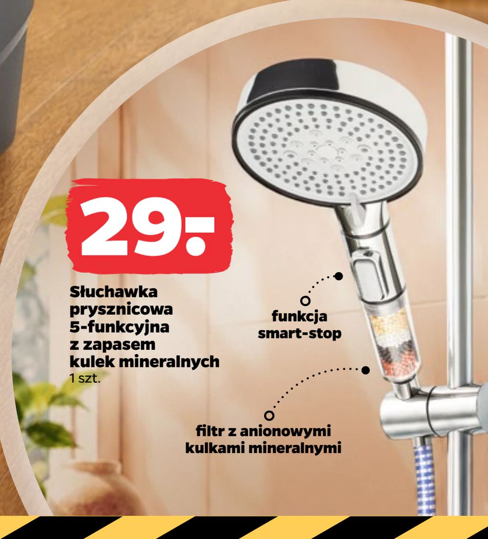 Słuchawka prysznicowa 5-funkcyjna z zapasem kulek mineralnych