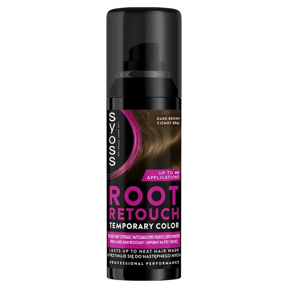 Syoss Root Retouch Zmywalny spray maskujący odrosty ciemny brąz 120 ml