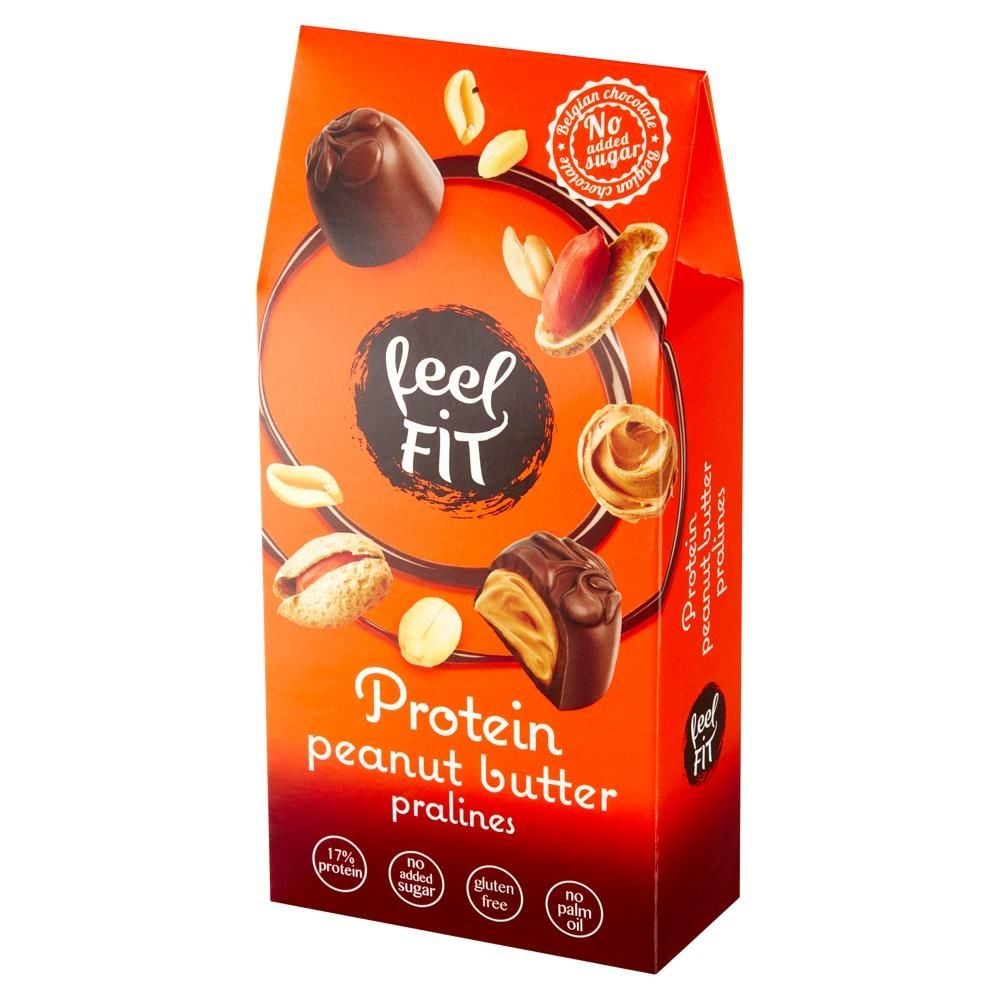 Feel Fit Proteinowe praliny z masłem orzechowym w mlecznej czekoladzie bez dodatku cukru 83 g